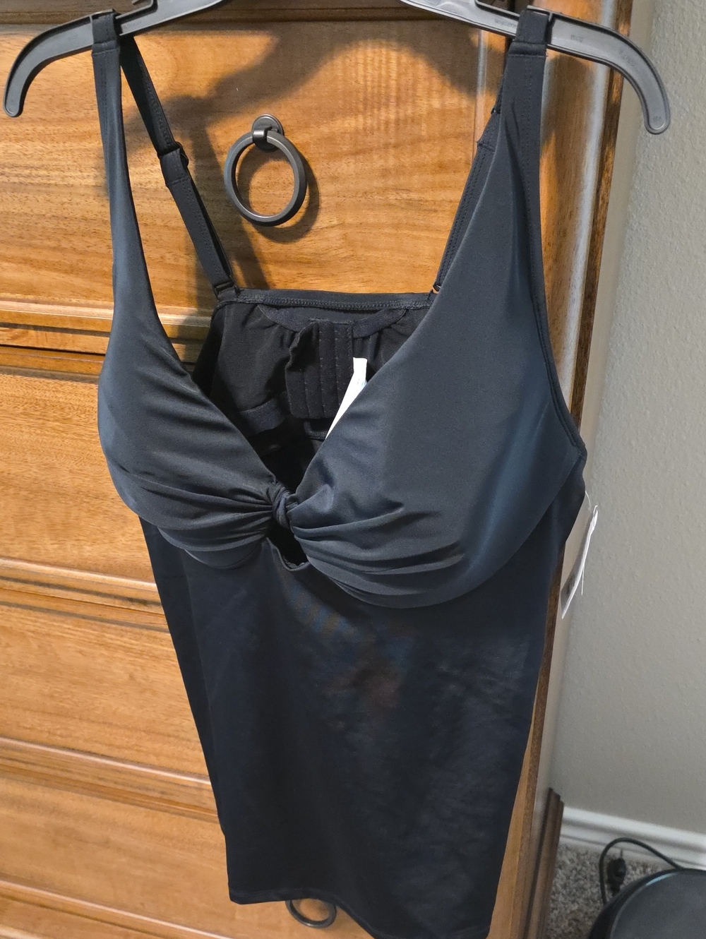 Black Twist-Front Swim Tankini with Adjustable Straps 42DD